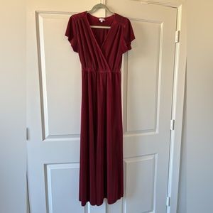 Baltic Born Athena Pleated Red Maxi Dress - Medium